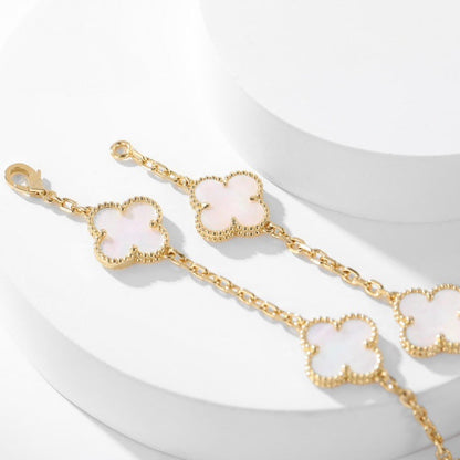 [ROYAL]CLOVER 10 MOTIFS WHITE MOTHER OF PEARL NECKLACE