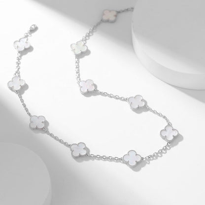 [ROYAL]CLOVER 10 MOTIFS WHITE MOTHER OF PEARL NECKLACE