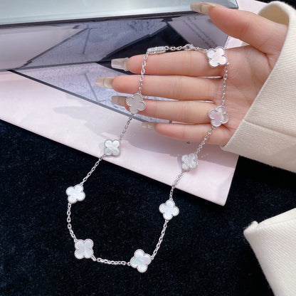 [ROYAL]CLOVER 10 MOTIFS WHITE MOTHER OF PEARL NECKLACE