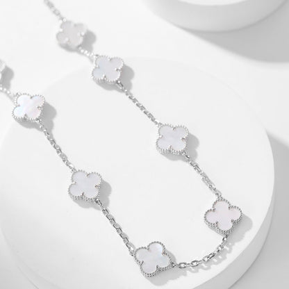 [ROYAL]CLOVER 10 MOTIFS WHITE MOTHER OF PEARL NECKLACE