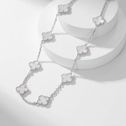 [ROYAL]CLOVER 10 MOTIFS WHITE MOTHER OF PEARL NECKLACE