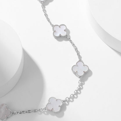 [ROYAL]CLOVER 10 MOTIFS WHITE MOTHER OF PEARL NECKLACE