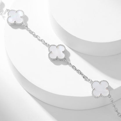 [ROYAL]CLOVER 10 MOTIFS WHITE MOTHER OF PEARL NECKLACE