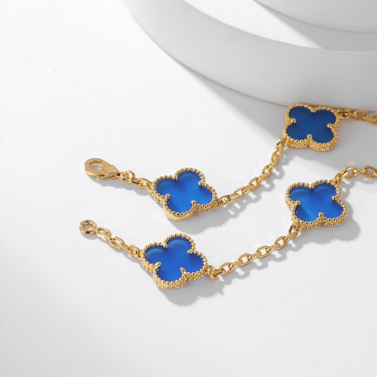 [ROYAL]CLOVER 10 MOTIFS BLUE AGATE NECKLACE