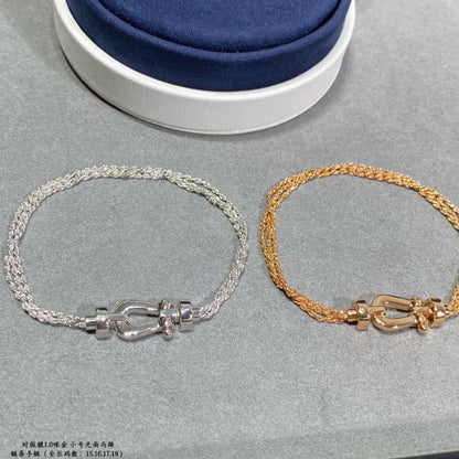 [ROYAL]FORCE SMALL HORSESHOE  DIAMOND CHAIN ROPE BRACELET