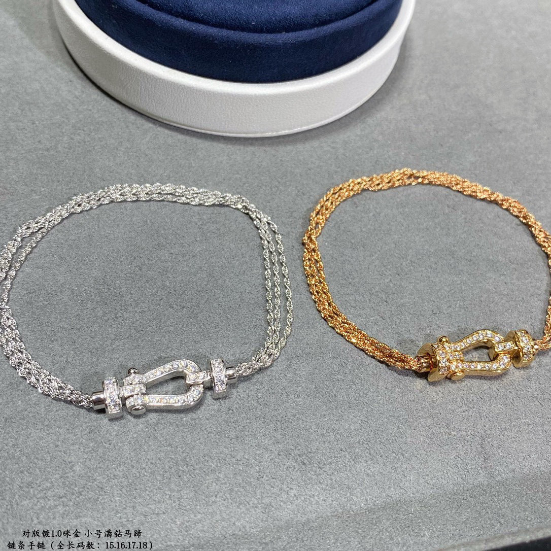 [ROYAL]FORCE SMALL HORSESHOE  DIAMOND CHAIN ROPE BRACELET