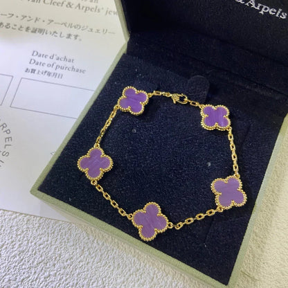 [Royal&Vicky]LUCKY CLOVER 5-MOTIF BRACELET - VIOLET COLLECTION