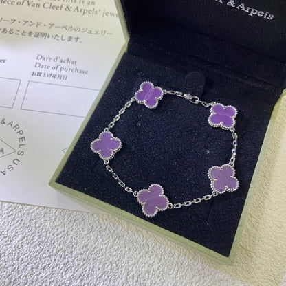 [Royal&Vicky]LUCKY CLOVER 5-MOTIF BRACELET - VIOLET COLLECTION