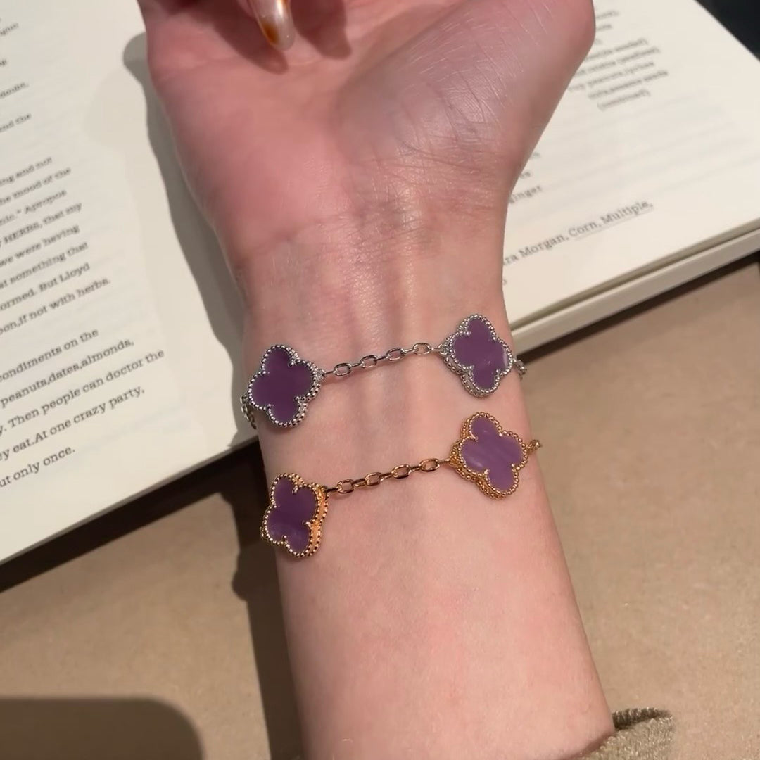 [Royal&Vicky]CLOVER  5 MOTIFS  PURPLE VIOLET BRACELET