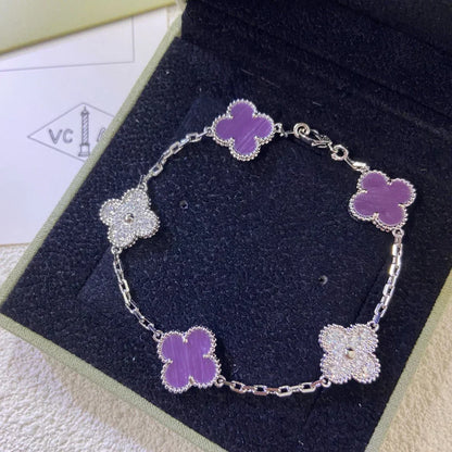 [Royal&Vicky]LUCKY CLOVER 5-MOTIF BRACELET - VIOLET COLLECTION