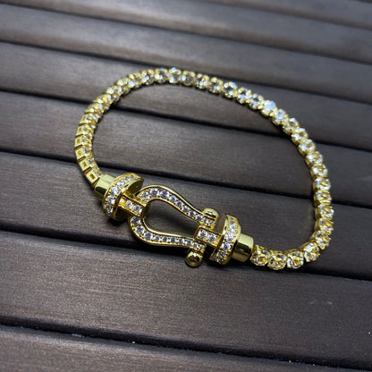 [ROYAL]FORCE  LARGE HORSESHOE FULL DIAMOND TENNIS BRACELET