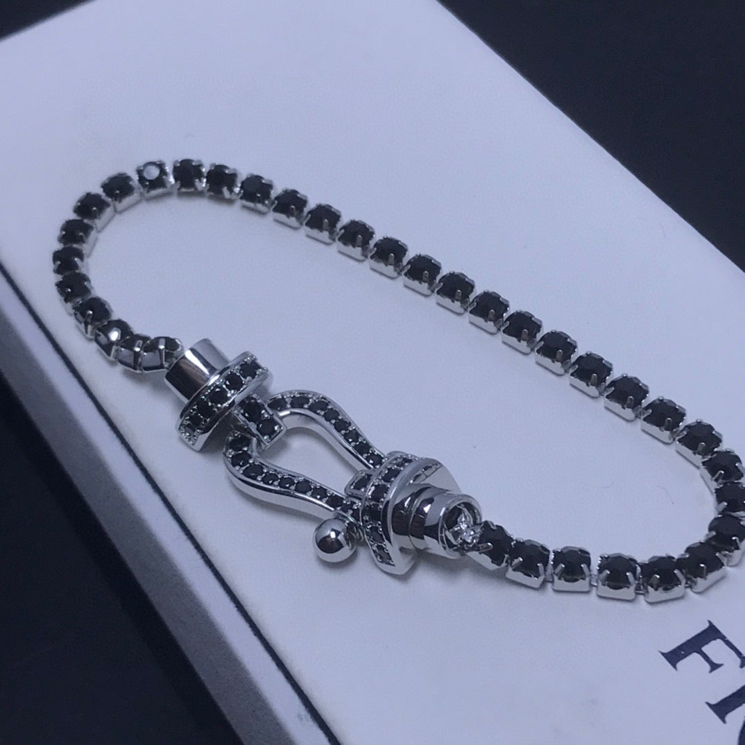 [ROYAL]FORCE  LARGE HORSESHOE FULL DIAMOND TENNIS BRACELET