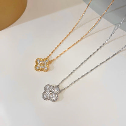 [ROYAL]CLOVER 15MM DIAMOND SINGLE FLOWER NECKLACE