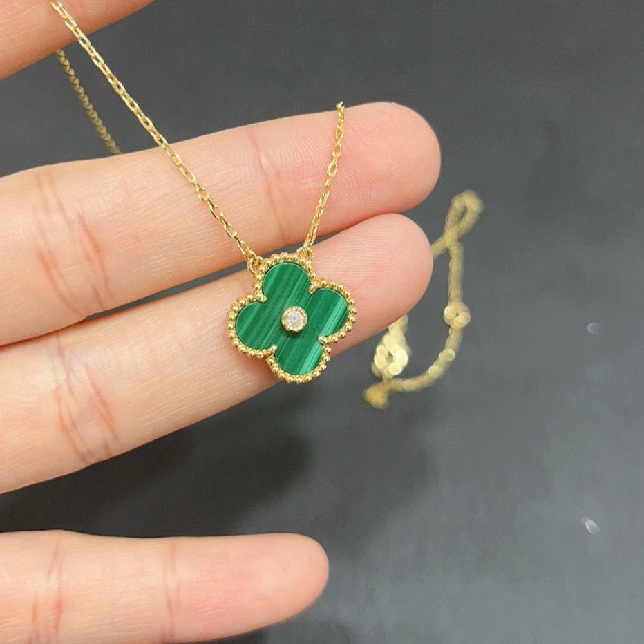 [ROYAL]CLOVER 15MM DIAMOND TURQUOISE NECKLACE