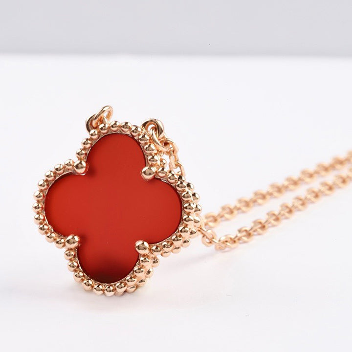 [ROYAL]CLOVER 15MM CARNELIAN SINGLE FLOWER NECKLACE