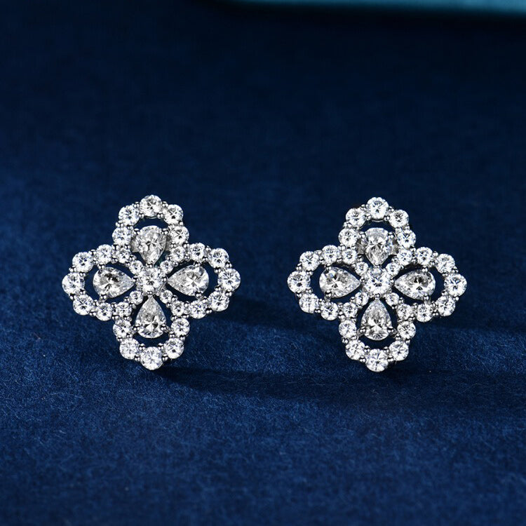 [ROYAL]LOOP EARRINGS FULL MOTIF DIAMOND 16MM SILVE