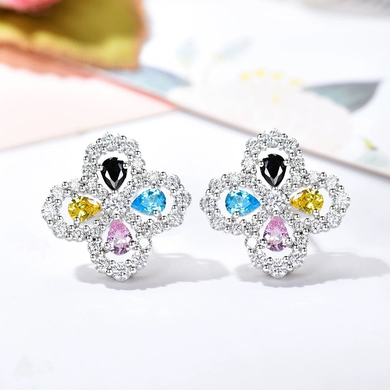 [ROYAL]LOOP EARRINGS FULL MOTIF DIAMOND 16MM SILVE