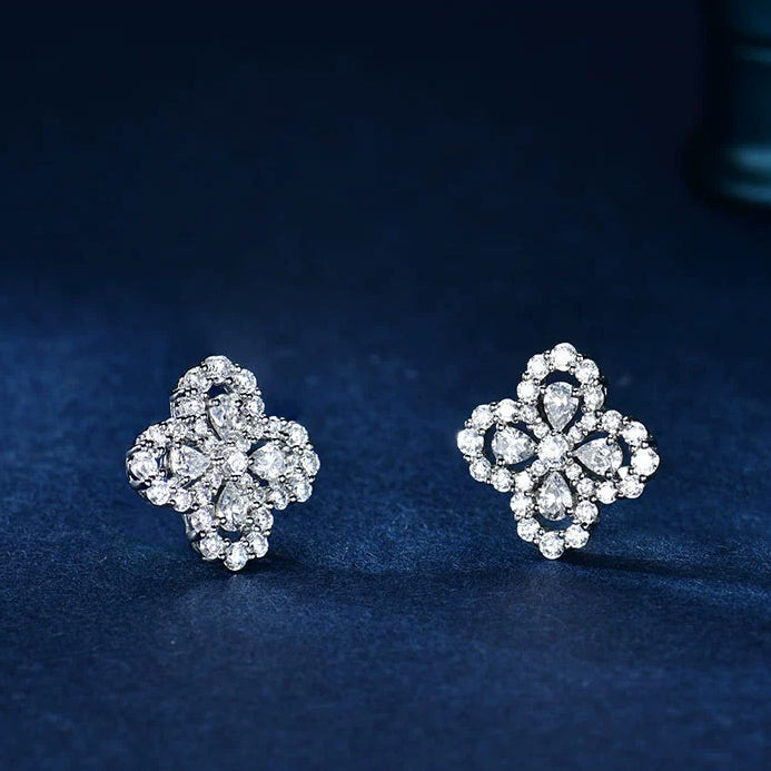 [ROYAL]LOOP EARRINGS FULL MOTIF DIAMOND 16MM SILVE