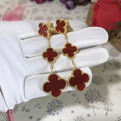 [Royal]CLOVER 3 MOTIF CARNELIAN DROP EARRINGS