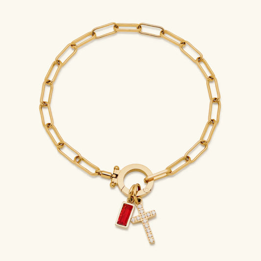 [Royal&Vicky]Annabella Birthstone Cross Bracelet
