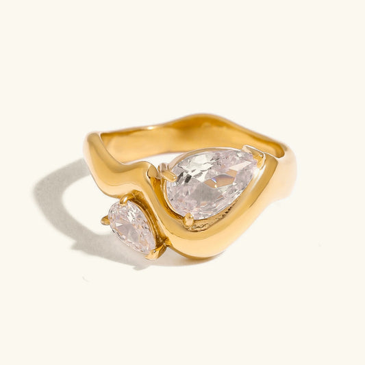 [Royal&Vicky]Soletta Diamond Teardrop Gold Ring