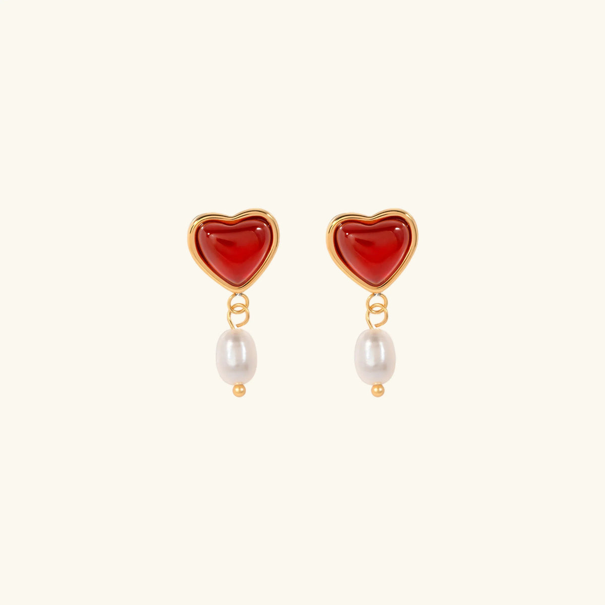 [Royal&Vicky]Sabina Pearl Heart Gold Ohrringe
