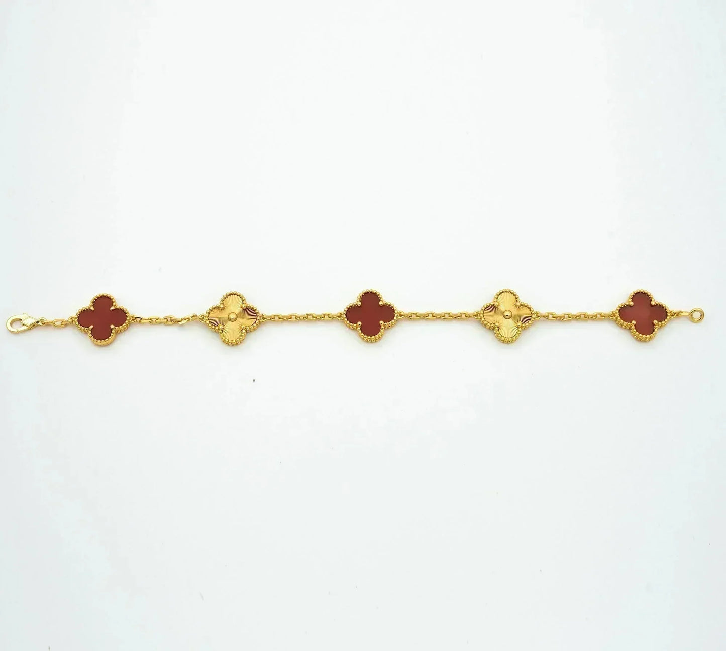 [ROYAL]CLOVER  5 MOTIFS CARNELIAN GOLD BRACELET