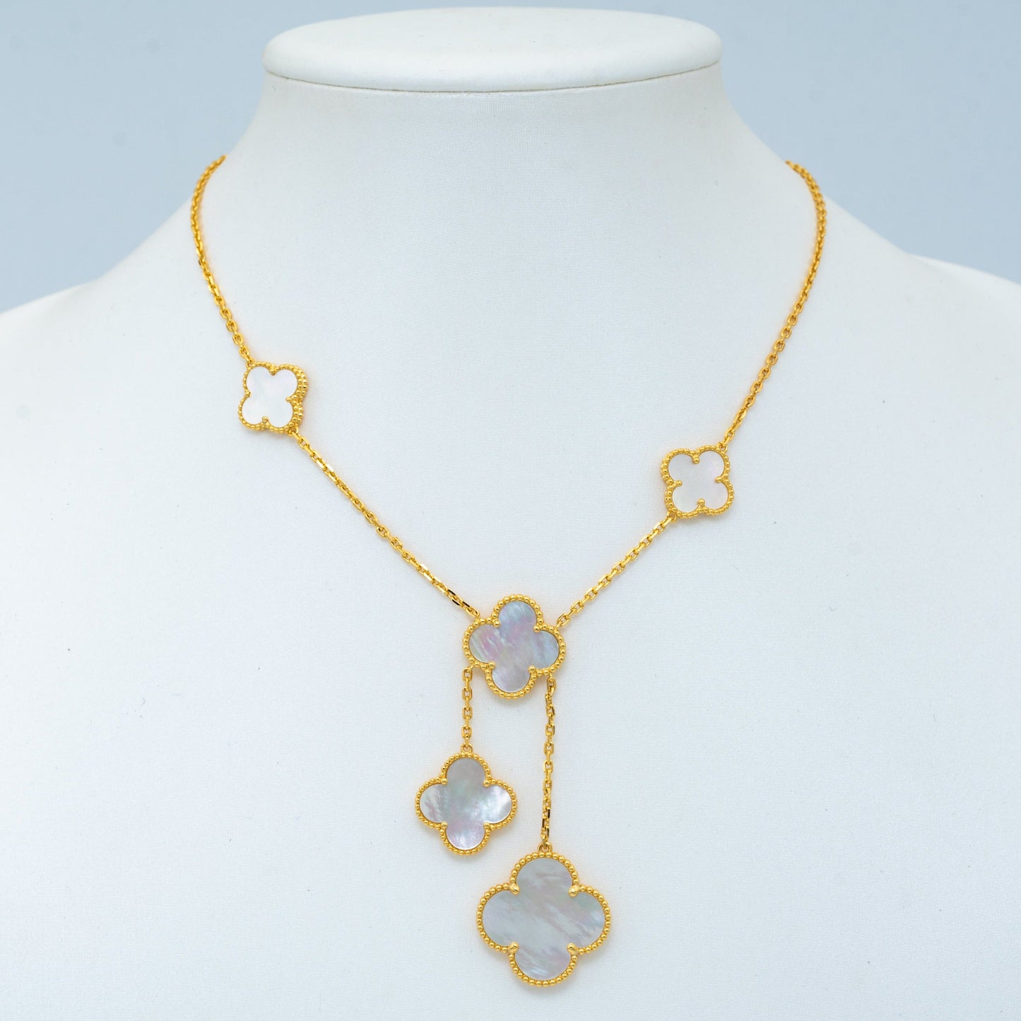 [ROYAL]CLOVER MOTHER OF PEARL NECKLACE 6 MOTIF