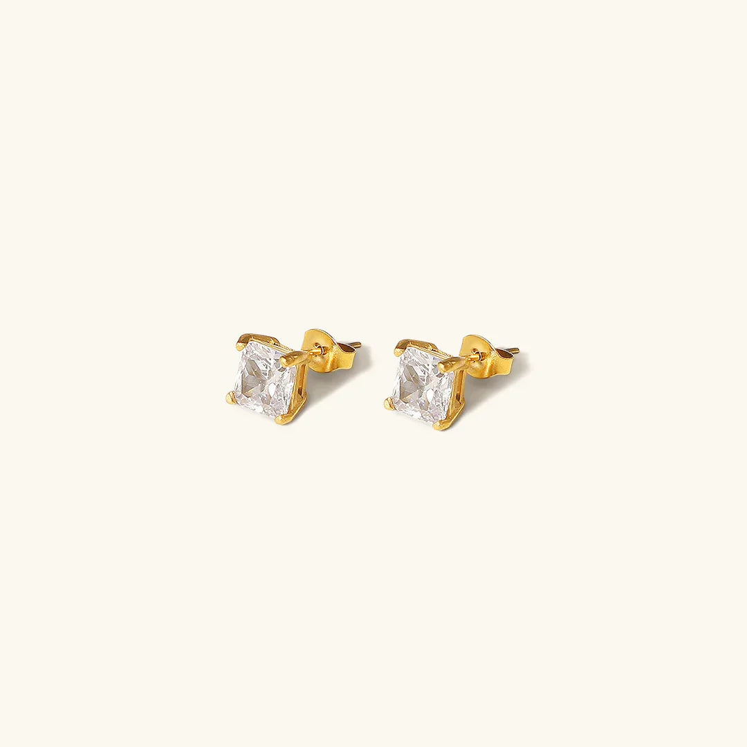 [Royal&Vicky]Goldene Solitaire-Ohrringe März