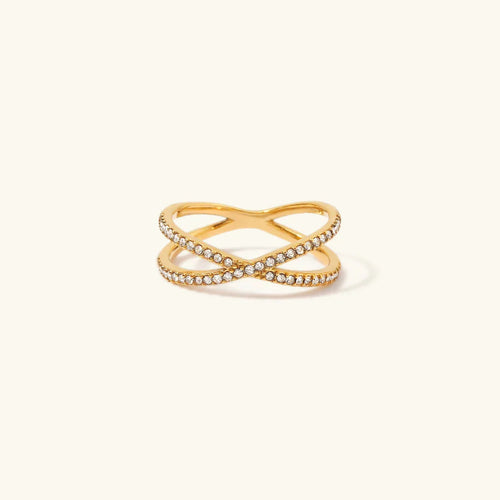 [Royal&Vicky]Nia Gold Diamond Cross Ring