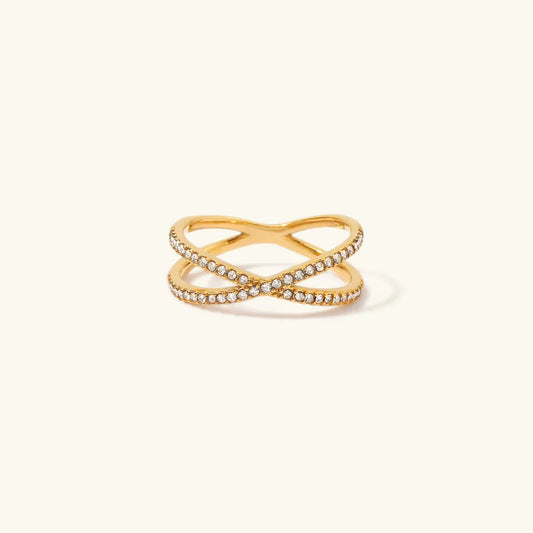 [Royal&Vicky]Nia Gold Diamond Cross Ring