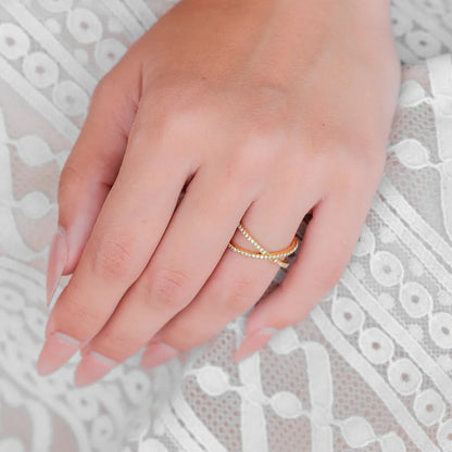 [Royal&Vicky]Nia Gold Diamond Cross Ring