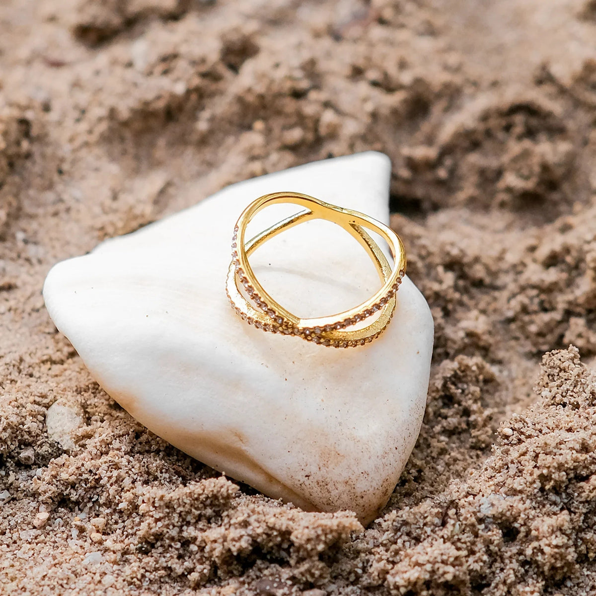 [Royal&Vicky]Nia Gold Diamond Cross Ring