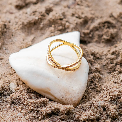 [Royal&Vicky]Nia Gold Diamond Cross Ring