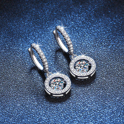[Royal&Vicky]DANCING MOISSANITE HALO DROP HOOP EARRINGS