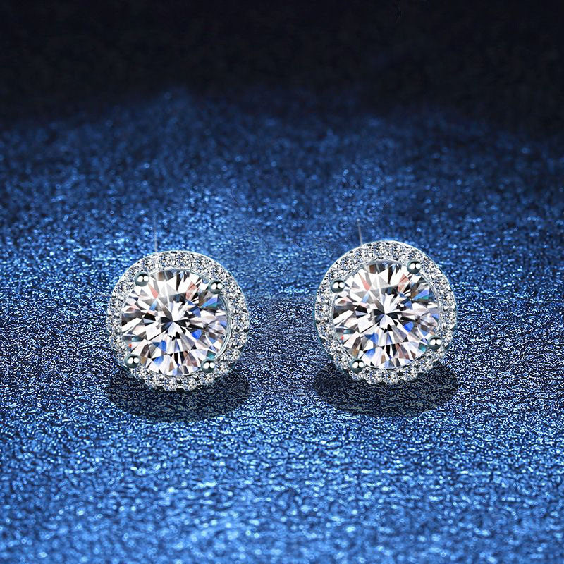 [Royal&Vicky]CLASSIC 4-PRONG ROUND MOISSANITE STUD EARRINGS