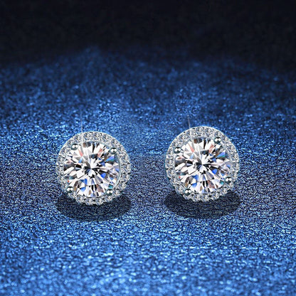[Royal&Vicky]CLASSIC 4-PRONG ROUND MOISSANITE STUD EARRINGS