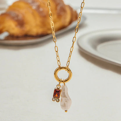 [Royal&Vicky]ケイトリン バースストーンパールネックレス