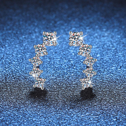 [Royal&Vicky]SPARKLING SMILE ARC MOISSANITE STUD EARRINGS