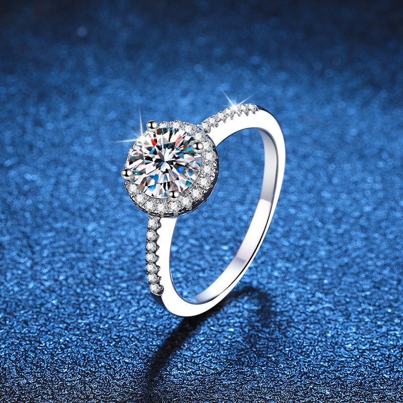 [Royal&Vicky]RADIANT ROUND HALO MOISSANITE ENGAGEMENT RING