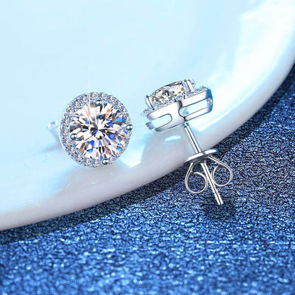 [Royal&Vicky]CLASSIC 4-PRONG ROUND MOISSANITE STUD EARRINGS