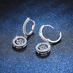 [Royal&Vicky]DANCING MOISSANITE HALO DROP HOOP EARRINGS