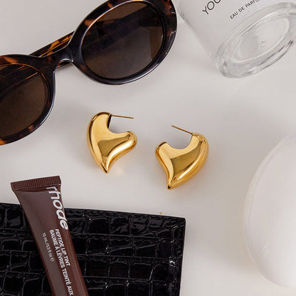 [Royal&Vicky]Aimee Chunky Heart Gold Earrings