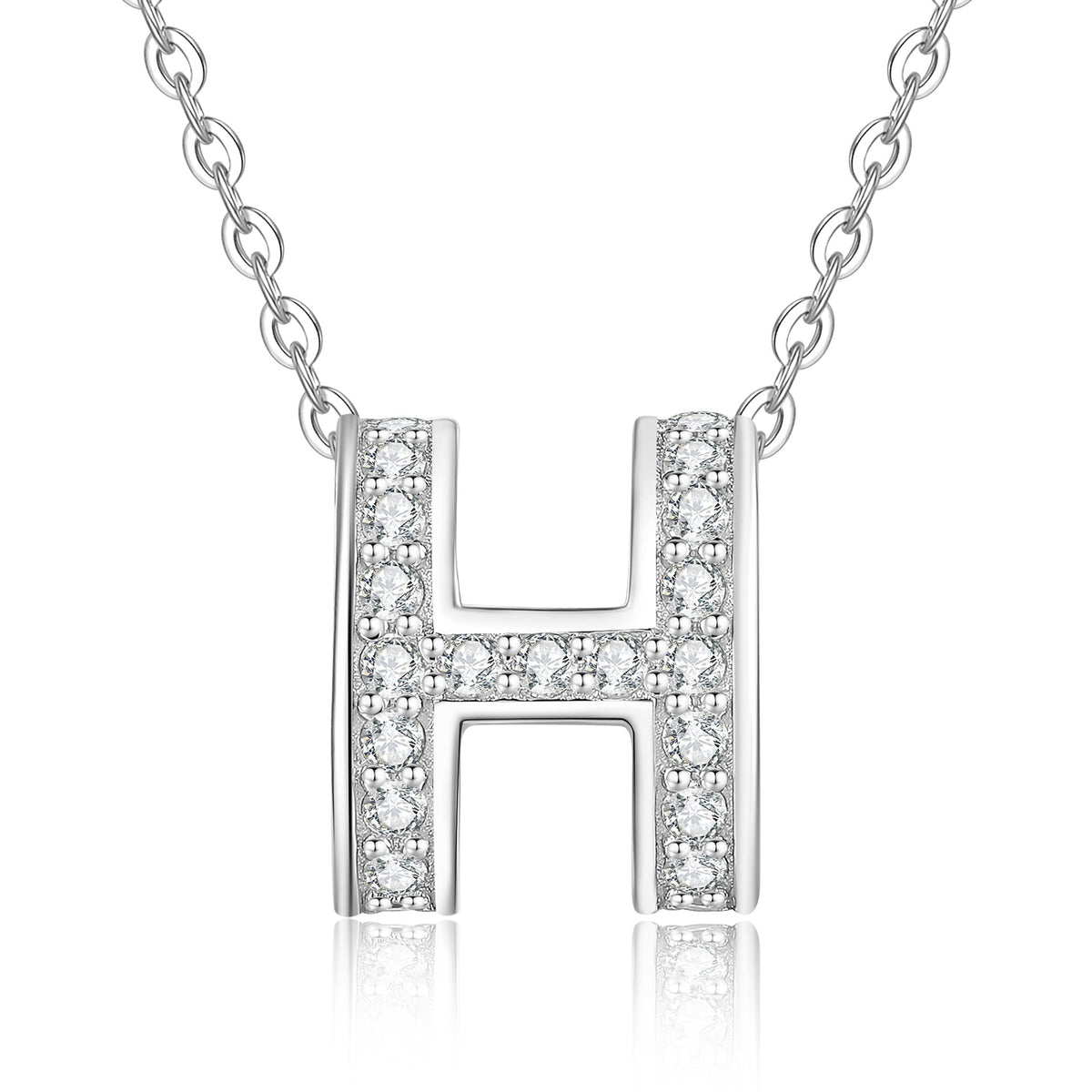 [Leaves]フルパヴェ "H" モアッサナイトペンダントネックレス