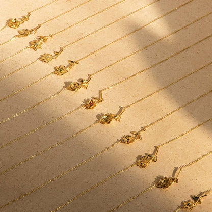 [Royal&Vicky]Maribelle Birth Flower Gold Necklace