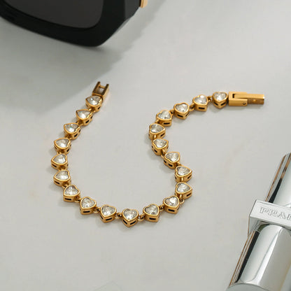 [Royal&Vicky]Romani Heart Shaped Tennis Bracelet