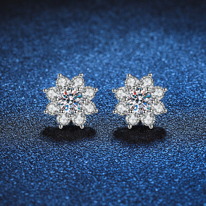 [Royal&Vicky]RADIANT SUNFLOWER MOISSANITE STUD EARRINGS