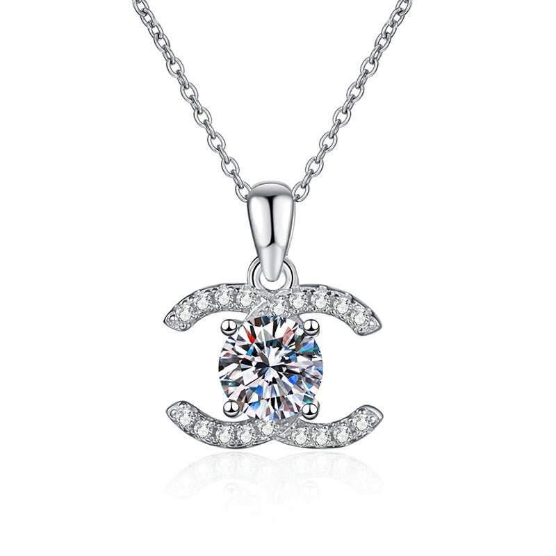 [Royal&Vicky]CLASSIC INTERLOCKING MOISSANITE PENDANT NECKLACE