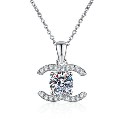 [Royal&Vicky]CLASSIC INTERLOCKING MOISSANITE PENDANT NECKLACE