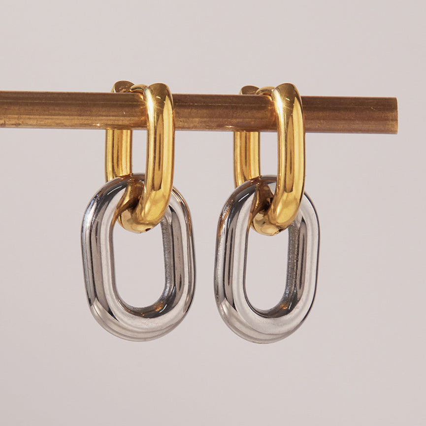 [Royal&Vicky]Pippa Two Tone Double Hoops